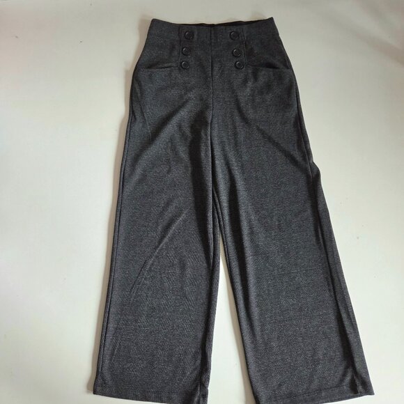 Max Studio high waisted wide leg pants with elastic waistband and buttons detail - Picture 1 of 10